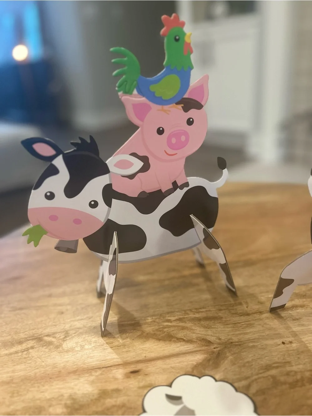 3DFarm Animal Table Decorations Cardboard Cow Pig Rooster Sheep Centerpieces Lot